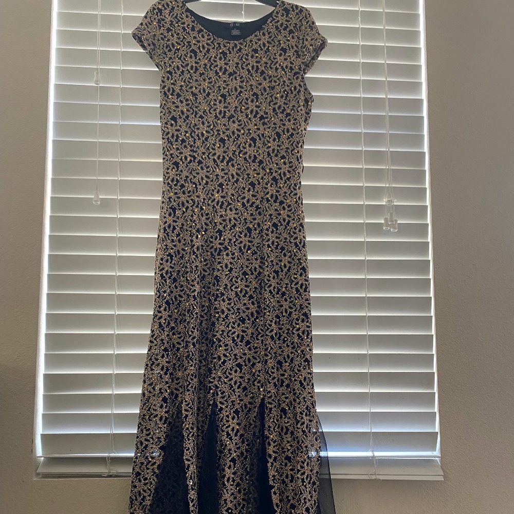 black and gold banquet dress